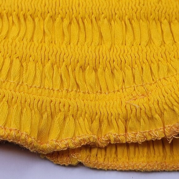 Yellow Sexy Crop Top Strapless Tube Top Smocked Stretchy Summer Bandeau - NEW - Picture 4 of 10